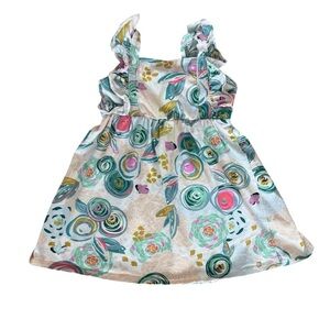 Toddler girls Sleeveless Sundress Blue and Green abstract floral print Size 5T